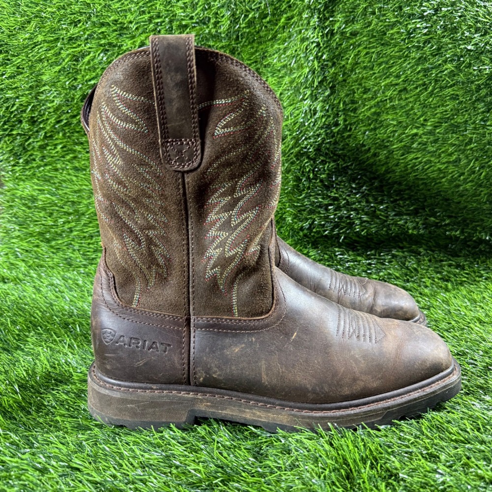 Ariat Groundbreaker Boots Mens 7.5 EE Brown Leather Western Work Boots Oil‎ Resi